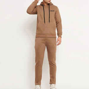 Design personnalisé couleur unie hiver hommes survêtement 100% coton respirant qualité supérieure ensembles en gros - Product Image 4