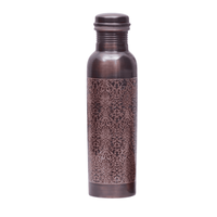 Bouteille d'eau en cuivre brun de haute qualité, finition mate, 1 L, écologique, compatible eau bouillante