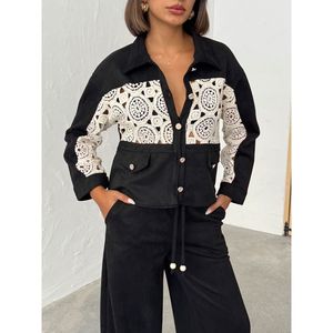 Chaqueta Camisera con Aspecto de Gamuza para Mujer con Detalle de Encaje - Product Image 6