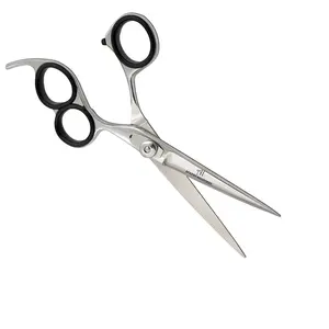 Double Edge Wide Blade Hair Cutting Shears direito Handed Barbeiro triplo dedo anel Tesoura