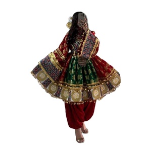 Handmade Balochi Tribal Ethnic Dress Afghan Kuchi Polyester Embroidered Sequined Ruffles Tassels Frock Party Afghani Style - Product Image 1