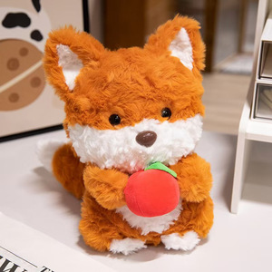 Aika Peluche Super Douce en Coton PP, Lapin des Bois, Écureuil, Animal en Peluche Tenant des Fruits, Décoration de Crèche Automne, Lavable, Anti-Stress - Product Image 2