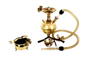 Narguilé papillon en laiton égyptien fait à la main | Ensemble de shisha de luxe au design artistique - Product Image 1
