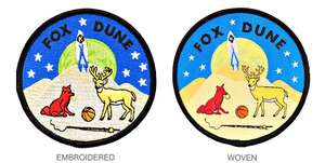 Patchs tissés de broderie de mode personnalisés de haute qualité vêtements cousus en usine avec des étiquettes tissées de conception entièrement brodées - Product Image 2