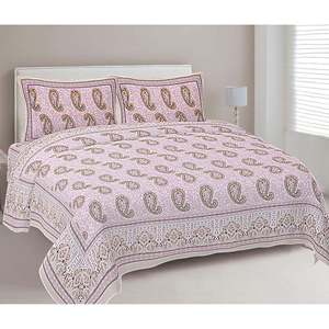 Juego de Sábanas Dobles con Estampado Paisley Rosa Perla, 3 Piezas, con 2 Fundas de Almohada, Sábanas Planas de Algodón para Uso Doméstico ADB1449 - Product Image 1