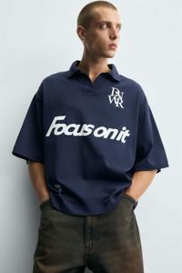 Polo holgado para hombre con serigrafía y logotipo personalizado 2025, camiseta retro de hombro caído de gran tamaño con estampado informal - Product Image 2