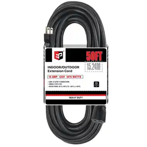 25FT 50 Ft 14/3 - 14 Gauge SJTW Outdoor black Extension Cord with 3 Prong Grounded Plug, Great for Lawn, Garden, Appliances