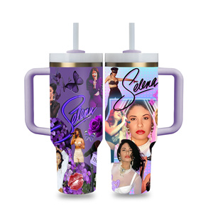 Vaso térmico personalizado con logo para exteriores, diseño de la cantante Selena Quintanilla, botella de agua de 40 oz, tazas, juego de regalo de tazas térmicas. - Product Image 5