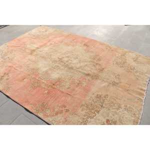 พรมวินเทจขนาดใหญ่ 7.1x9.5 ฟุต (215x291 ซม.) พรมขนสัตว์ลายดอกไม้สีชมพูสไตล์ตุรกี - Product Image 2