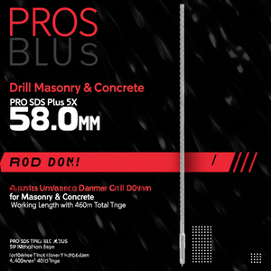 Broca de Martillo SDS Plus 5X D.8.0mm para Mampostería y Hormigón, Longitud de Trabajo de 400mm con Longitud Total de 460mm - Product Image 3