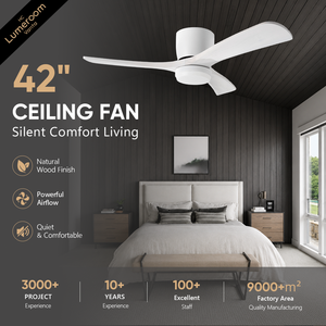 Ventilateur de plafond encastré avec lumière, ventilateur de plafond moderne de 42 pouces pour chambre à coucher avec moteur DC silencieux et télécommande - Product Image 1