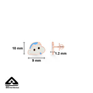 Boucles d'oreilles clous Shinchan Mischief Gold pour enfants - Bijoux de fête mignons en zircon et perles - Product Image 5