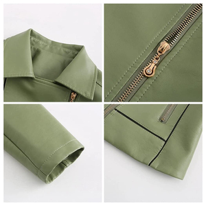 Chaqueta de Cuero para Mujer, Estilo Nuevo |   Chaquetas de Cuero Tejidas Transpirables de Manga Larga para Invierno, la Mejor Llegada - Product Image 5