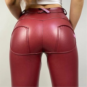 Precio barato Pantalones de cuero de invierno Logotipo impreso personalizado Mujeres Pantalones de cuero de moda de alta calidad - Product Image 3