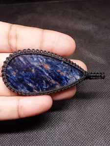 Pendentif en macramé fait main en pierre précieuse, pendentif en sodolite, pierre de guérison, cadeau, bijoux - Product Image 6