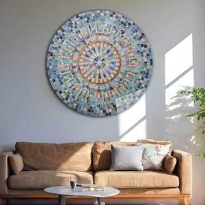 Espejo de mosaico de plata, espejo de mosaico redondo - Product Image 1