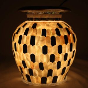 Maceta Moderna de Mármol con Madreperla, Obra de Arte Hecha a Mano, Centro de Mesa de Piedra Natural para Oficina, Floreros para Cualquier Ocasión - Product Image 4