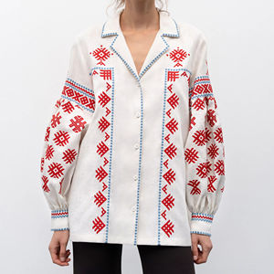 Ropa de oficina para mujer, blusas ucranianas informales, manga larga, popelina de algodón, Top corto tejido para primavera y verano - Product Image 1