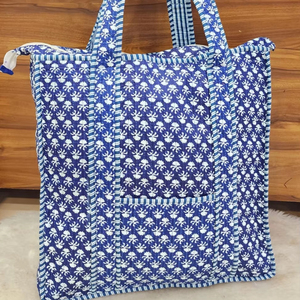 Bolso de mano grande Reversible de algodón acolchado con estampado a mano Vintage para mujer, bolso de hombro diario impermeable ecológico, cadenas de moda - Product Image 1