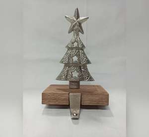 Export Quality Metal & Wood Snowflake <b>Christmas</b> <b>Stocking</b> <b>Hangers</b> Durable Holiday Decor at Best Price - Product Image 3