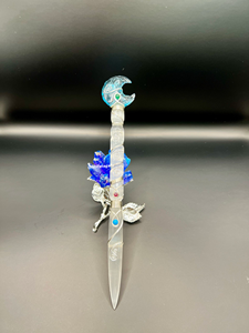 Wholesale Handcrafted Selenite Blue Opalite Crescent Moon <b>Wand</b> Feng Shui Wire Wrapped Polished <b>Crystal</b> Magic Stick Mascot Pillar - Product Image 4