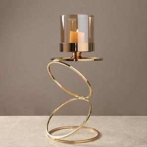 Handicraft Decorative <b>Candlesticks</b> <b>Gold</b> Plated Nordic Simple Half Circular Design Metal Candle Stick <b>Holder</b> Most Popular Design - Product Image 4