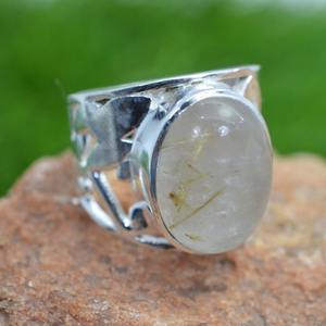 Trending 925 Sterling <b>Silver</b> Golden Rutile Gemstone <b>Ring</b> Jewelry Handmade <b>Silver</b> <b>Boho</b> Style <b>Ring</b> Jewelry for Women Gift Girls - Product Image 3