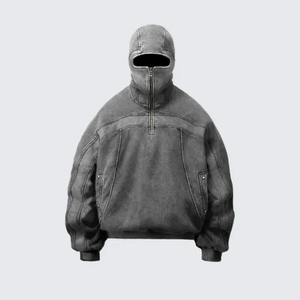 Vente en gros de sweats à capuche zippés pour hommes et femmes de toutes tailles collection printemps polaire surdimensionnée écologique visage Ninja style - Product Image 3