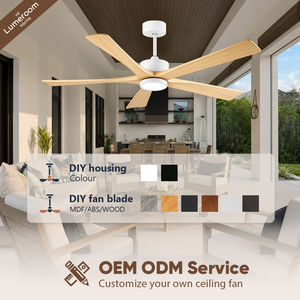 60 Inch Solid Wood <b>Ceiling</b> <b>Fan</b> with <b>Light</b> and Remote, 5 Wood Blades DC Motor <b>Ceiling</b> <b>Fan</b> for Living Room Bedroom - Product Image 4