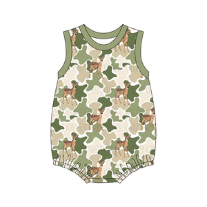 Đặt hàng trước bộ liền thân mùa hè cho bé trai sơ sinh, thiết kế OEM tùy chỉnh, họa tiết lá cây và vịt, không tay, mềm mại, co giãn, kiểu dáng thời trang, có khuy bấm. - Product Image 3