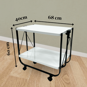 Multifunction Iron Board Foldable Rolling 2-tier <b>Storage</b> Cart - Product Image 2