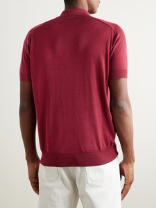 Nouveau polo 100% coton pour hommes motif solide tissu personnalisé imprimé pour l'été style décontracté grande taille en polos de couleur rouge - Product Image 3
