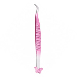 SHEARS BEAUTY แหนบติดขนตาผีเสื้อสีชมพู ปลายเรียบ/หยัก/ฟันปลา สแตนเลสสตีล ป้องกันไฟฟ้าสถิตย์ ทนทาน เครื่องมือความแม่นยำสูงสำหรับ - Product Image 1