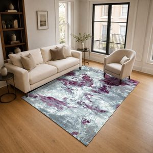 RUGS DEPOT LXDP-0568 Wholesale Grey Silver Contemporary Geometric Digital Printed Machine Washable Chenille Area Rug Non <b>Slip</b> - Product Image 2