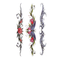 Tatouages temporaires pour femmes Runzio TH Series, motif cœur floral, pour le dos, la taille, le ventre, sexy, 62x420mm, durent 3 à 7 jours