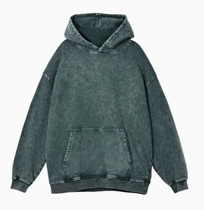 Sweat à capuche personnalisé pour homme en molleton délavé, 100 % coton, style vintage, avec broderie de patchs usés, design streetwear - Product Image 3