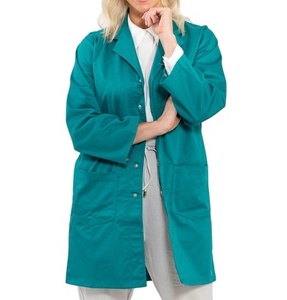 Abrigo largo personalizable de color verde C, abrigos de médico de algodón para uso hospitalario, abrigos transpirables de laboratorio médico profesional - Product Image 1