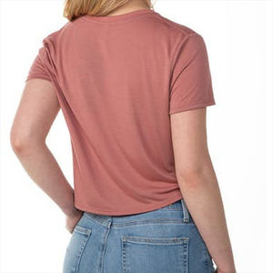 Top corto de cuello redondo para mujer, camisetas transpirables ajustadas, Top corto, camisetas de algodón en blanco con estampado, Tops cortos para mujer - Product Image 2