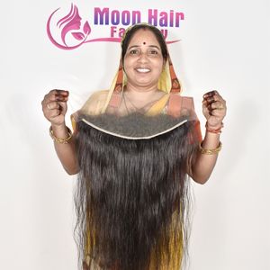 Prix de gros populaire Cheveux humains indiens de temple Frontal HD Lisse et soyeux Texture naturelle Brillant Disponible à la vente - Product Image 6