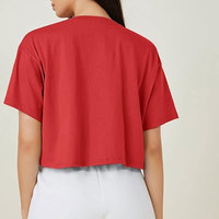 Conjunto de ropa de verano de moda para mujer, top corto con cuello redondo y manga corta.