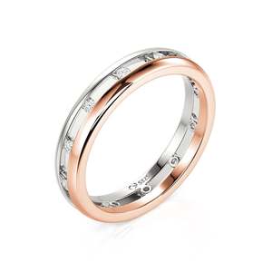 Jeulia <b>Two</b>-Tone Women's Double Band Wedding <b>Ring</b> with Zircon <b>Stone</b> - Product Image 2