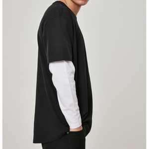 Fabrication de t-shirts streetwear à manches longues surdimensionnés à double couche respirants en coton 100% avec logo personnalisé unisexe - Product Image 3