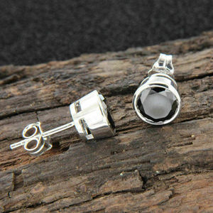 Topcarat 2CT Round Simulated <b>Black</b> Diamond Bezel Set Solitaire <b>Stud</b> <b>Earrings</b> 14K White Gold Plated Valentine Gift Birthday Gift - Product Image 2