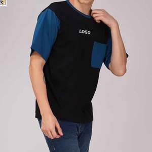 <b>Men</b> 100% Cotton Tshirt Print Customize casual wear printed <b>men</b> Tshirt o-neck street style <b>cool</b> loose <b>T</b>-<b>shirt</b> contrast panel - Product Image 2