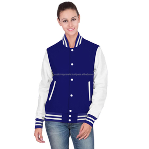 Veste universitaire élégante pour femme en molleton de coton MCACVJ-330 matelassée respirante brodée teinte aspect moderne durable - Product Image 1