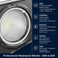 Projecteurs Panneaux Wash Blinder 300W IP65 2x150W COB RGBWY, 48 LED RGB à raccordement DMX512 RDM, Éclairage Stroboscopique Extérieur pour Scène, Événements, DJ, Mur