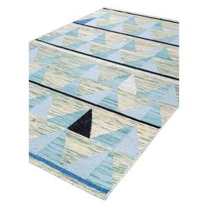 พรมลายเรขาคณิตอินดัสบาร์สีเทาและสีดำ ทอแบบแบน ทำจากขนสัตว์และวิสโคส สำหรับบ้าน รุ่น ADWV-13042 - Product Image 2