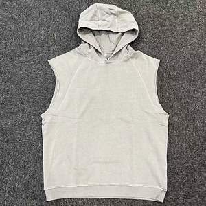 Débardeurs pour hommes sur mesure, grandes tailles, sweats à capuche sans manches d'hiver, technique de teinture unie, approvisionnement - Product Image 6