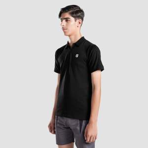 Polo de golf pour jeunes GA en tissu Oxford long noir respirant, écologique, brodé en soie, technique, taille 6XL, coupe ample - Product Image 3
