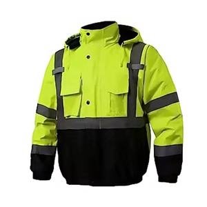 Chaqueta de Trabajo de Invierno de Alta Resistencia con Banda Reflectante para Clima Frío, Ropa de Seguridad de Poliéster de Alta Visibilidad Resistente al Agua, Económica - Product Image 2